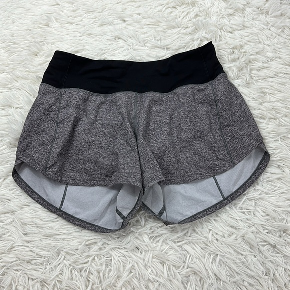 Lululemon Speed Up Short Long *4" Updated Fit Heather Lux Multi Black / Black - Picture 1 of 5
